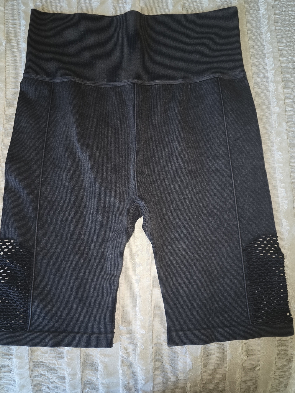 Nine West Black High-Waist Bike Shorts with Mesh Panels